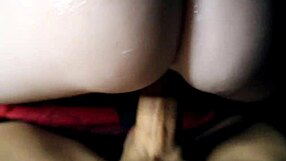 firm silicone ass gets handled by large tool again in close-up bedroom scene