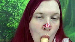 i enjoy watching this chubby tranny shake her booty and twerk with a dildo in closeup view.