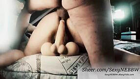 Chubby Milf's Pussy Stuffed with Dildo While Ass Takes Dick