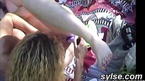 two lesbian milf moms caught outdoor by pervert voyeur with strapon