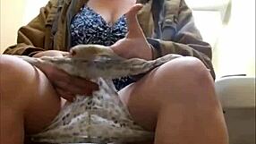 pretty brunette sneaks pees in bathroom while teasing her perfect ass