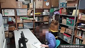 secret office guard bends daya knight over for ebony shoplifter doggystyle punishment.