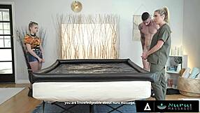 Sexy coco lovelock poses as nuru masseuse for milf threesome doggystyle.