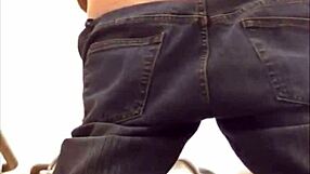 pretty brunette sneaks pees in bathroom while teasing her perfect ass