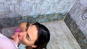 My honeymoon wife goes wild with milk fetish sucking me in shower then fucked hard in bed