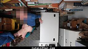 Teen escort dragged to backroom office for hardcore punishment by big cock guards