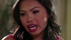 Ebony teen 18+ moans as asian babe licks her young pussy