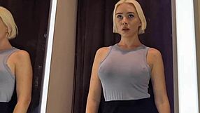 Big Tits Blonde Tries See-Through Outfit In Dressing Room