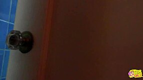 after steamy lesbian date busty brunettes finger lick pussies in shared bath orgasm shower!