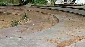 Beruka's super horny strolling park with toy jammed in huge pussy