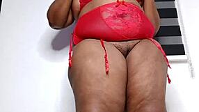 Thick ebony hotwife mara shakes big ass clit in see through lingerie