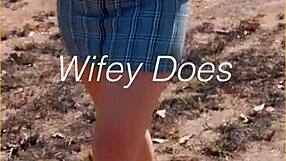 wanna see this milf flash her smooth shaved pussy under skirt outdoors?