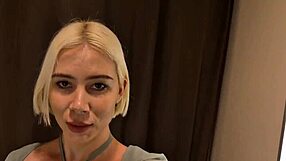 Big Tits Blonde Tries See-Through Outfit In Dressing Room