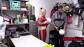 Blonde burglar milf begs officer to fuck her roughly in garage submission