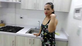 I pound my stepmom's fat ass in kitchen during breakfast prep