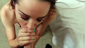 dirty talking teen 18+ deepthroats pov cock close up with grinding handjob