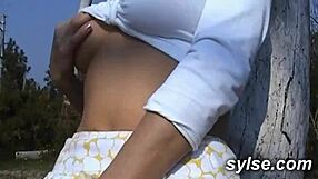 french milf toys pussy on beach jerks voyeurs before group fuck