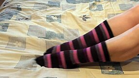 intense thrill as neighbor jerks me off with her feet