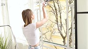 stunning cleaner tiffany tatum bends over for messy bbc facial cumshot from client in sneakers gp2980