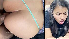 Latin teen's first anal creampie hurts as petite ass takes huge pounding