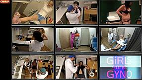 Mara Luv spreads for vibrator in doctor's office as Aria Nicole watches orgasm