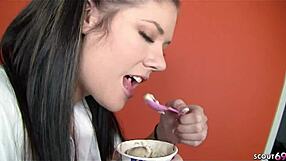 Big clit pigtail pawg chats casting then rides cock for creampie