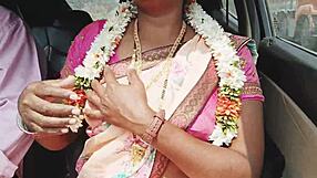 Indian Sexy Saree Bhabhi's Dirty Telugu Talks Turn Car Ride Into Wild Action!