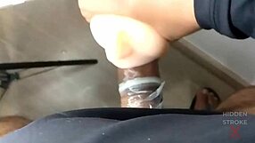 Bodybuilder's Condom Breaks During Intense Dildo Masturbation Cumshot Frenzy