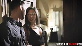 wanna see kinky glasses brunette deepthroat suck cum in mouth on huge cock?