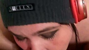 Curvy amateur couple's sloppy deepthroat blowjob turns hard with piercing cum in mouth and post-orgasm POV