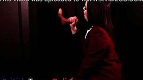 innocent student gulps cum from gloryhole cock sucking