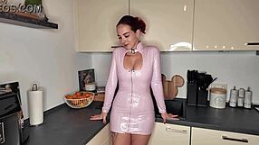 you gotta see this pierced nipple german in latex stripping naked