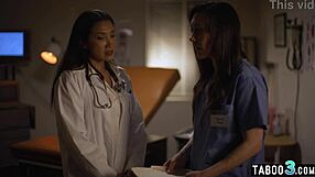 hot latina milf doctor vicki chase seduces nurse sinn sage for pussy licking and fingering in hospital