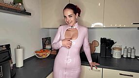 you gotta see this pierced nipple german in latex stripping naked