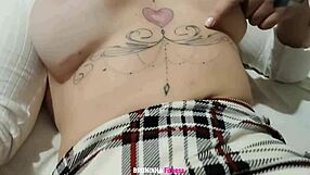 wanna see this tattooed Brazilian redhead's natural tits, big ass and tight holes up close?