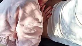 Redhead latina housewife rides muscular friend's big cock car cheating cowgirl orgasm tattooed ass