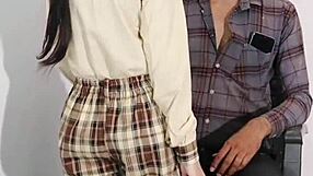 Hey, that schoolgirl's getting busy with her teacher's huge dick