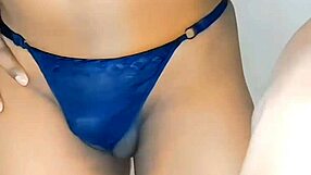 small cock ebony shemale bends over and rides hard at home!