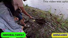 Duck feeding flips to curvy brunette sucking muscular Dean's monster cock cream