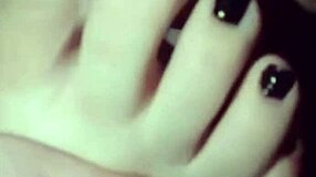 Polish Lesbian Self-Worships Feet with Black Nail Polish