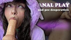 can this pierced tongue freak handle anal toy peeing mess?