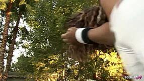 damn brown ebony slut's round ass takes interracial anal dp from two monster cocks!