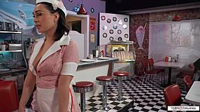 ember fiera's diner ass pounded bareback by customer outdoors