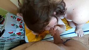 Ukrainian BBW milf rides cock with doggystyle creampie blowjob