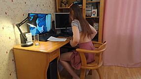 our video chat got so hot we started filming this young tanned brunette's panty tease and moan fest