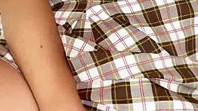 hot teen student gets home horny from school rubs her tight pussy to explosive orgasm