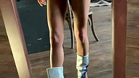 whoa! sporty monika fox flips naked through acrobatic gymnastics backstage!