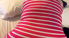 Petite girl teases visible panty lines seductively in close-up