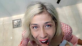 Proud Piss Slut Urinal Latina Deepthroats Cum for Men