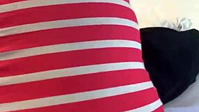 Petite girl teases visible panty lines seductively in close-up